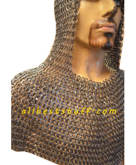 9 mm Round Riveted with Flat Washer Chain Mail Hood