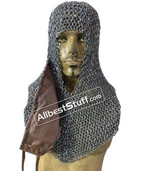 Round Riveted Aluminum Chain Mail Hood 10 mm