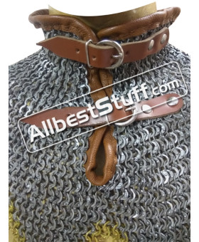 8 MM Full Flat Dome Riveted Maille Collar Steel