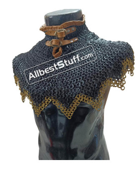 9 MM Full Riveted Flat Dome Riveted Maille Collar Steel