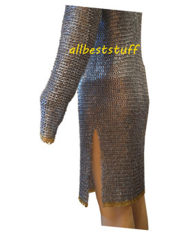 Chain Mail Shirt One Flat Riveted Ring with Alternate Solid Ring Pattern Zinc Coated Brass Rings