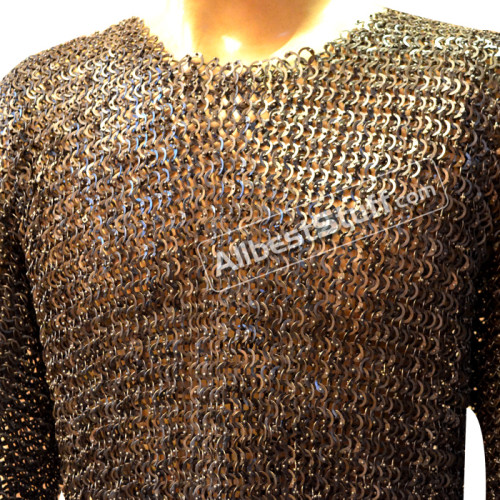Medieval Chain Mail Armour Flat All Dome Riveted Actual Chest 44