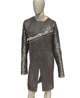 Stainless Steel Chainmail Shirt Riveted Chest 50 Full Sleeve