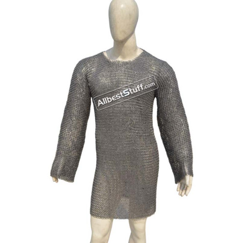 Stainless Steel Hauberk Chest 42 Long Full Sleeve 6 MM