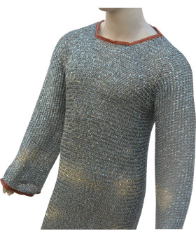 Chainmail Hauberk Long Length Round Riveted Chest 48 Full Sleeve