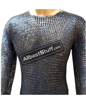 Flat Wedge Riveted Chain Maille Alternating Solid Chest 46