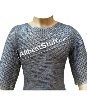 Wedge Riveted 8 MM Hauberk Chest 58 Flat Solid Ring