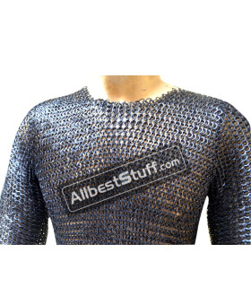 Chain Mail Hauberk Wedge Riveted Maille Long Sleeves