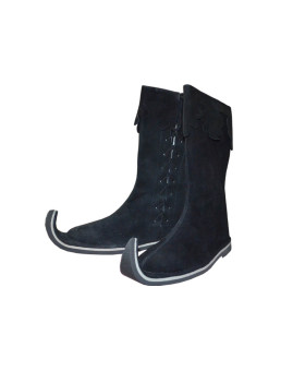 Medieval Leather Pirate Long Boots Black