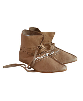 Medieval Leather Shoe Ankle Length Brown, Natural Leather OR Black