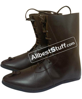 SALE! Medieval Ankle Leather Sole Shoes Hand Made Long Boots