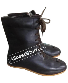 Medieval Rubber Sole Leather Boots Long Shoe