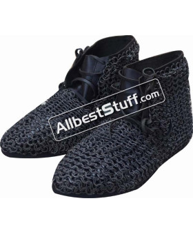 Medieval Ankle Rubber Sole Shoes with Aluminum Maille