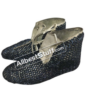 Medieval Ankle Rubber Sole Shoes with Chain mail