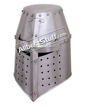 Medieval Great Helmet Crusader 18 Gauge Steel Helm